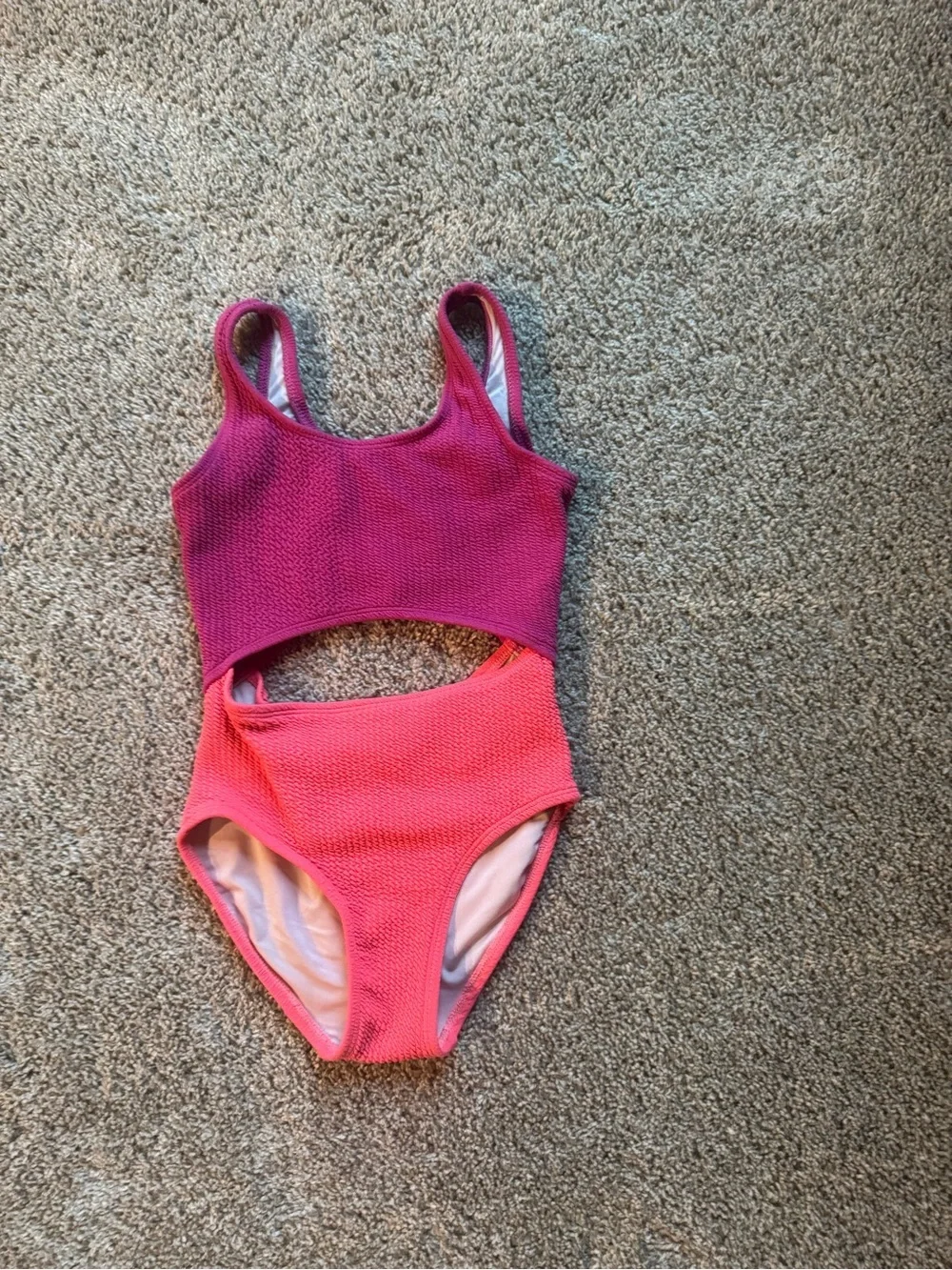 Old Navy Girls Color Block Cutout One Piece Swimsuit Textured Swm Size Small 6/7